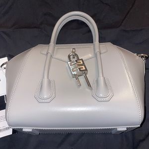 New Givenchy Mini Antigona Lock Leather Satchel Mediums Grey!!!